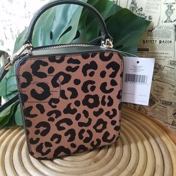 - KATE SPADE DAISY GRAPHIC LEOPARD VANITY CROSSBODY BAG BLACK REMI NWT $249 - Picture 7 of 8